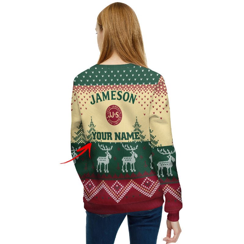 Personalized Jameson Winter Reindeer Ugly Sweater - Flexiquor.com