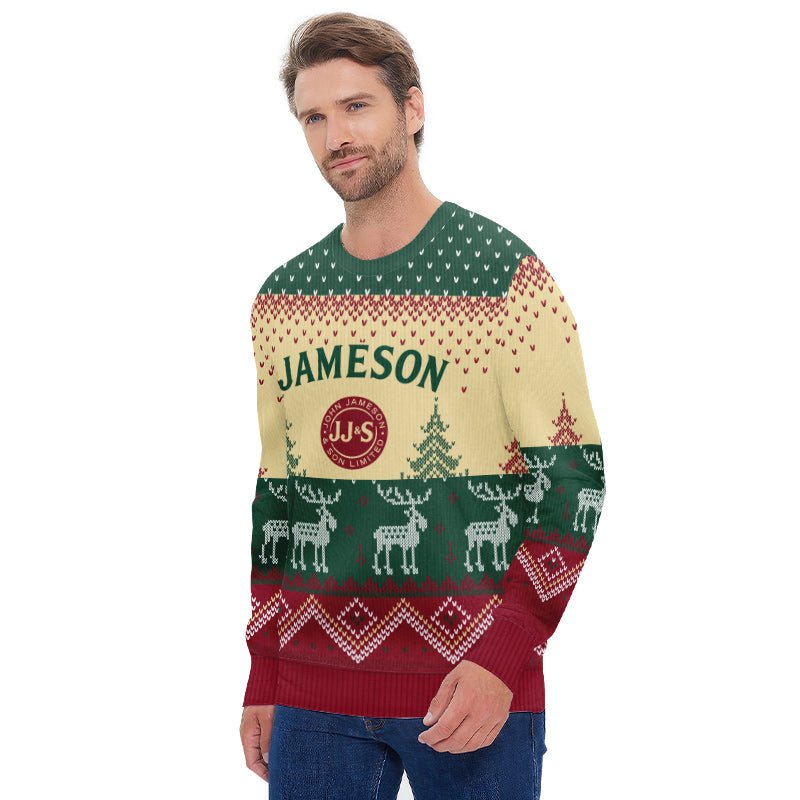 Personalized Jameson Winter Reindeer Ugly Sweater - Flexiquor.com