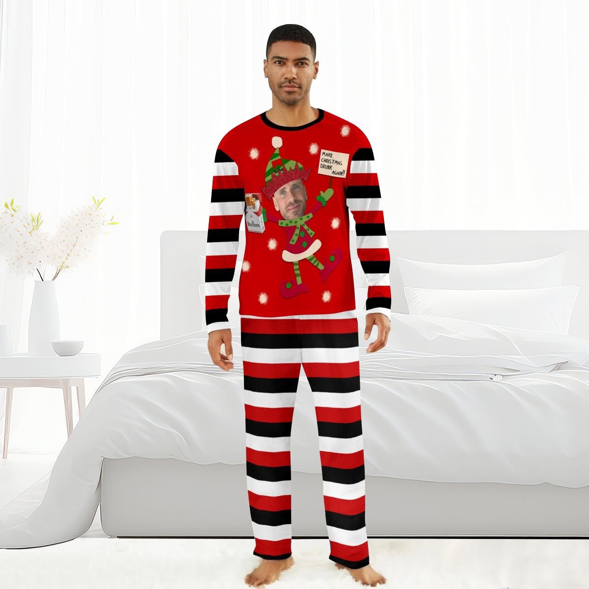 Personalized Face Marlboro Make Christmas Drink Again Family Pajamas Set - Flexiquor.com