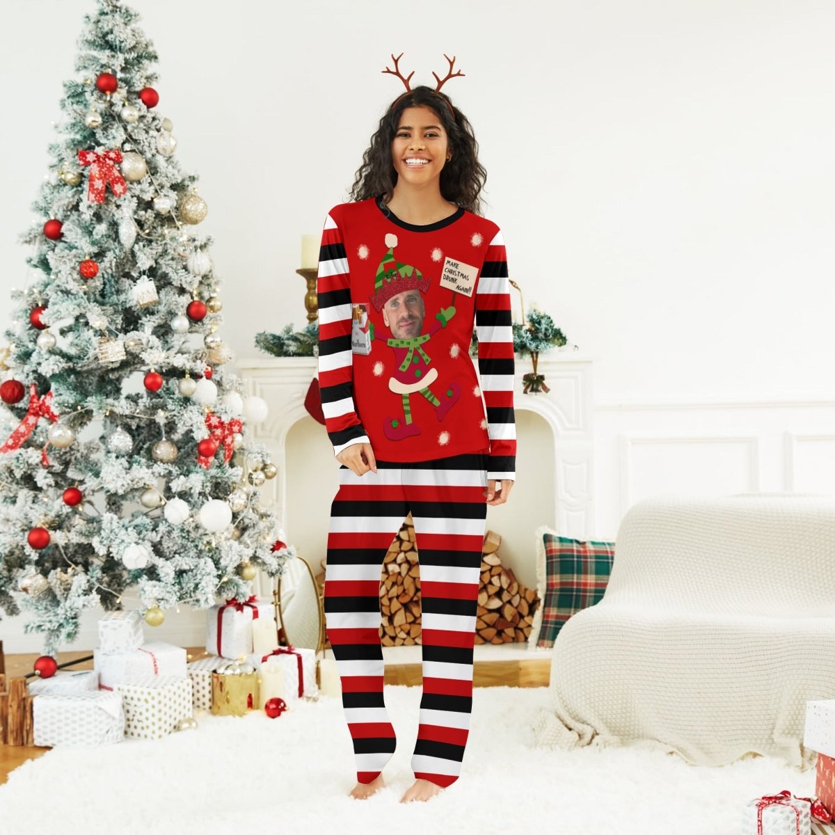 Personalized Face Marlboro Make Christmas Drink Again Family Pajamas Set - Flexiquor.com