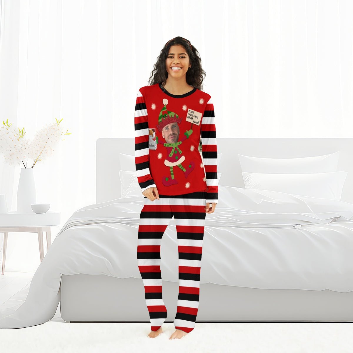 Personalized Face Marlboro Make Christmas Drink Again Family Pajamas Set - Flexiquor.com