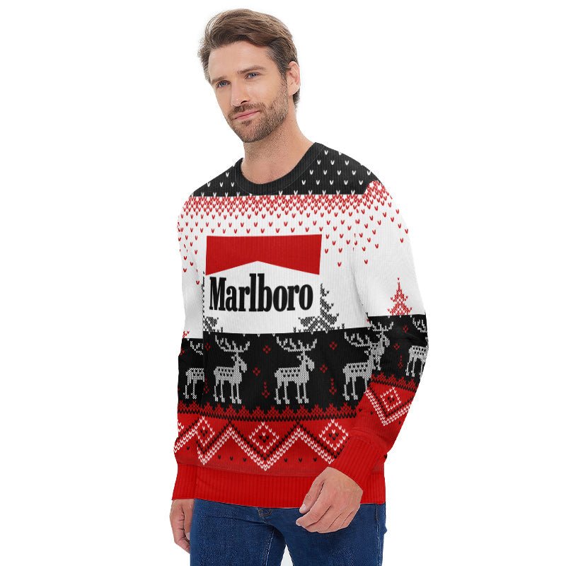 Personalized Marlboro Winter Reindeer Ugly Sweater - Flexiquor.com