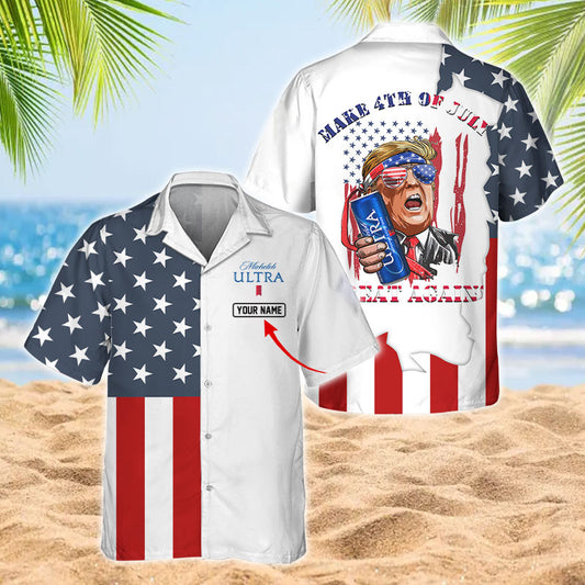Personalized Michelob Ultra Donal Trump Independence Day Hawaiian Shirt
