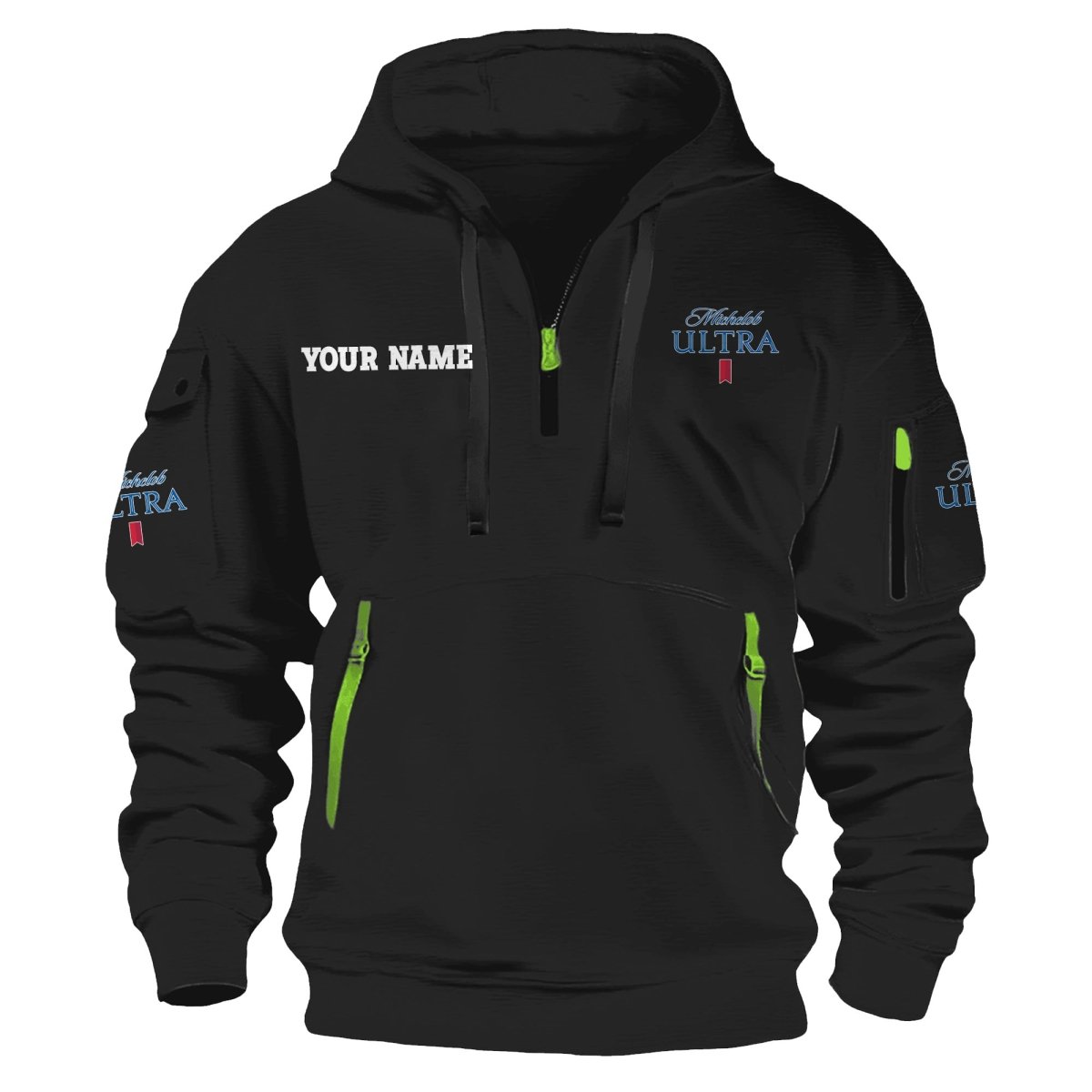 Personalized Michelob Ultra Half Zip Hooded Sweatshirt - Flexiquor.com