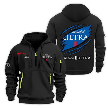 Personalized Michelob Ultra Monster Scratches Half Zip Hooded Sweatshirt - Flexiquor.com