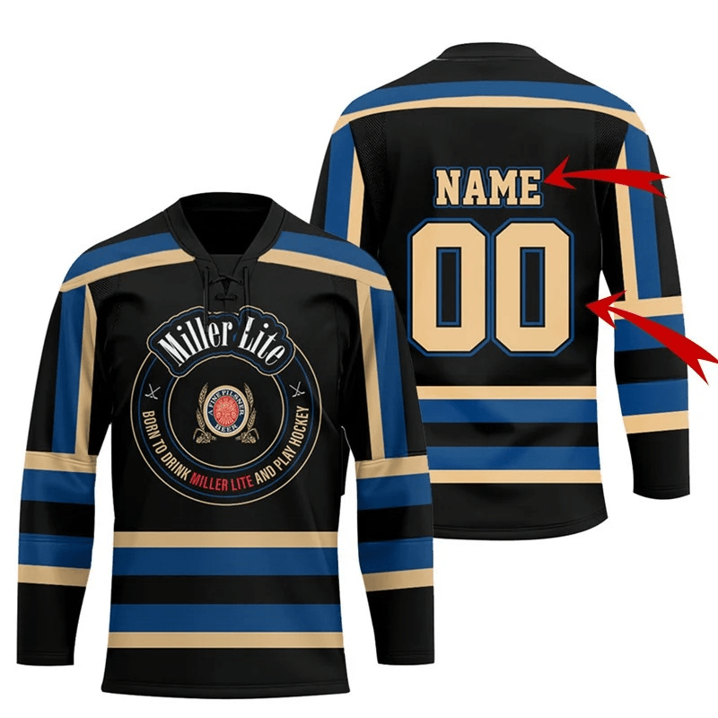 Personalized Miller Lite Born To Drink And Play Hockey Jersey - Flexiquor.com