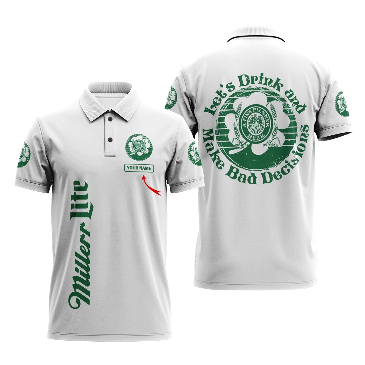 Personalized Miller Lite St Patrick's Day Polo Shirt - Flexiquor.com