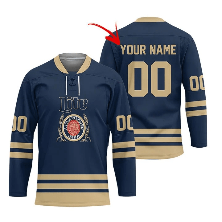 Personalized Miller Lite Stripe Hockey Jersey - Flexiquor.com