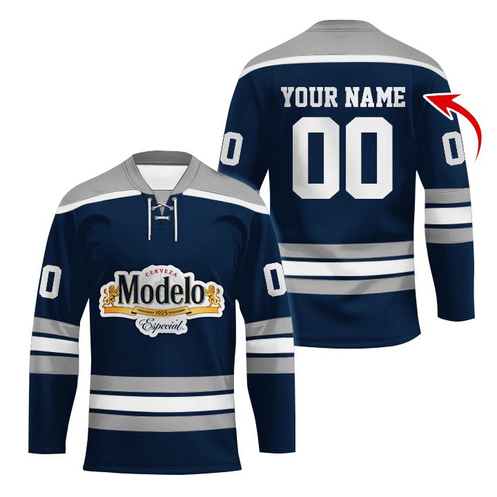 Personalized Modelo Color Stripe Hockey Jersey - Flexiquor.com