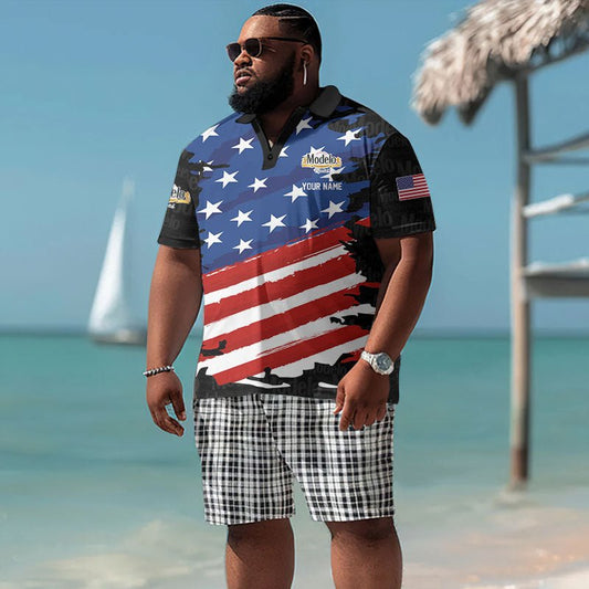 Personalized Modelo Freedom Eagle Men's Plus Size Polo Shirt - Flexiquor.com