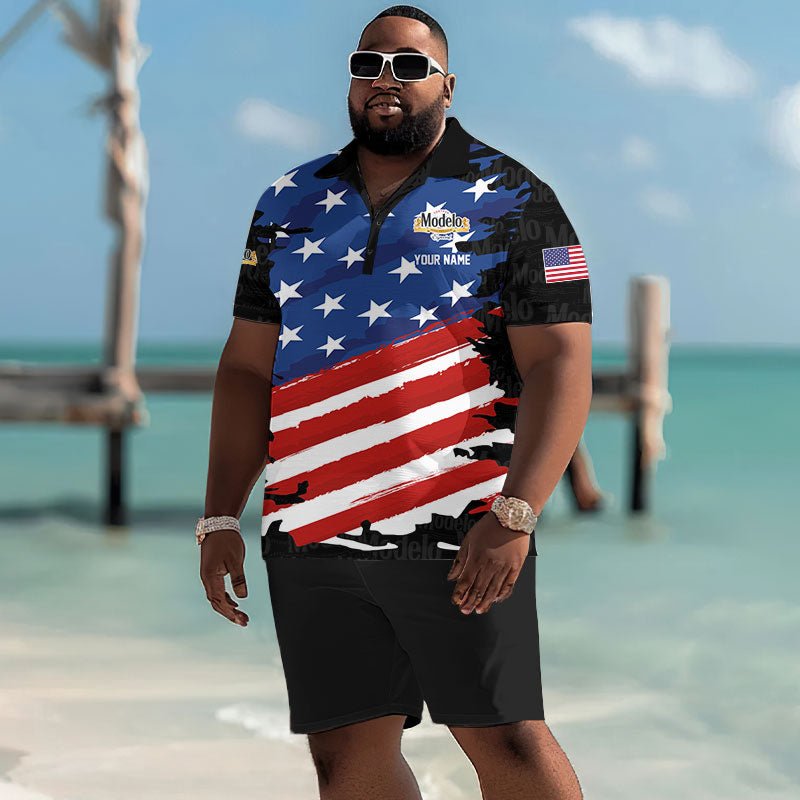 Personalized Modelo Freedom Eagle Men's Plus Size Polo Shirt - Flexiquor.com