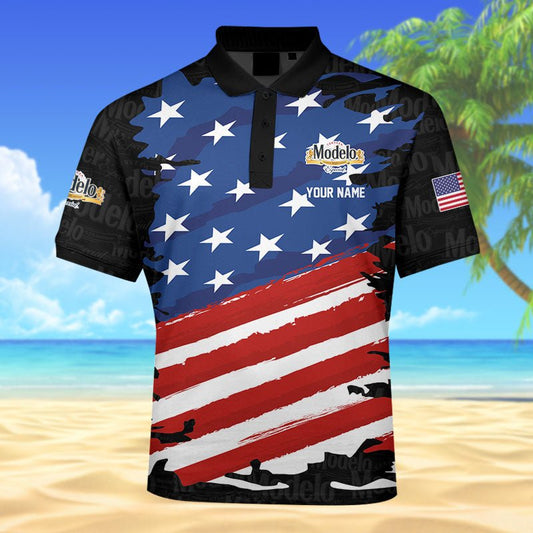 Personalized Modelo Freedom Eagle Polo Shirt - Flexiquor.com