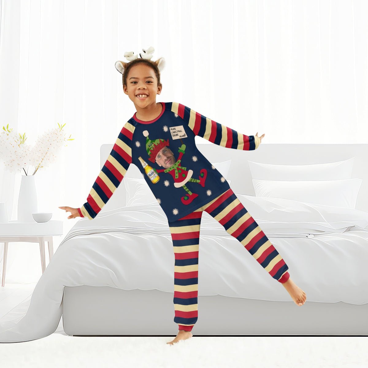 Personalized Face Modelo Make Christmas Drink Again Family Pajamas Set - Flexiquor.com