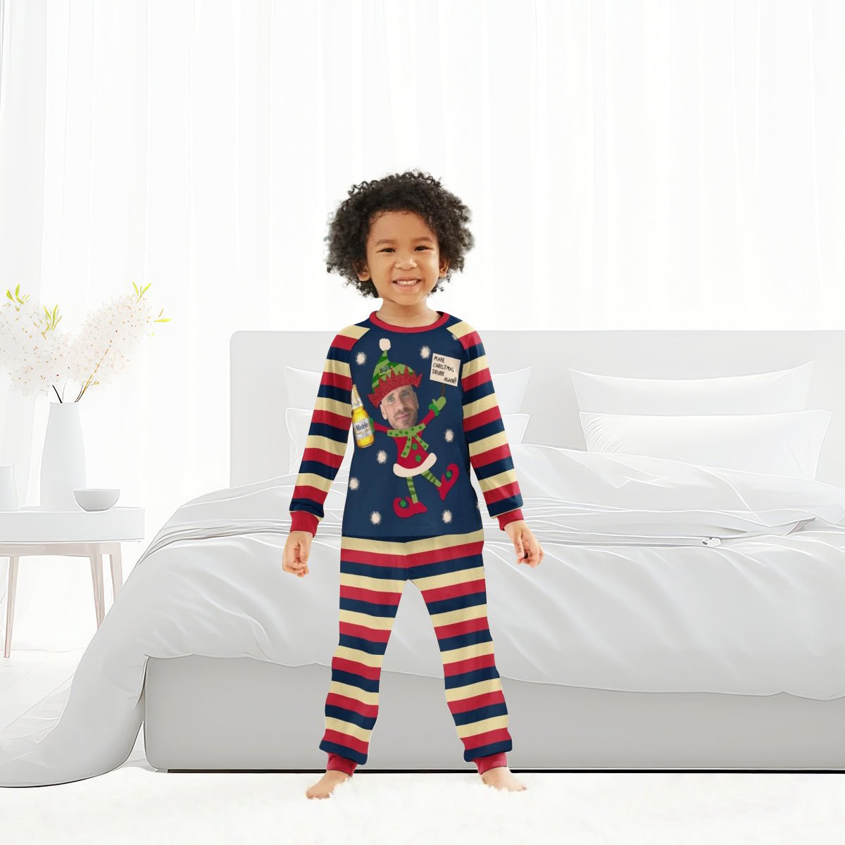 Personalized Face Modelo Make Christmas Drink Again Family Pajamas Set - Flexiquor.com