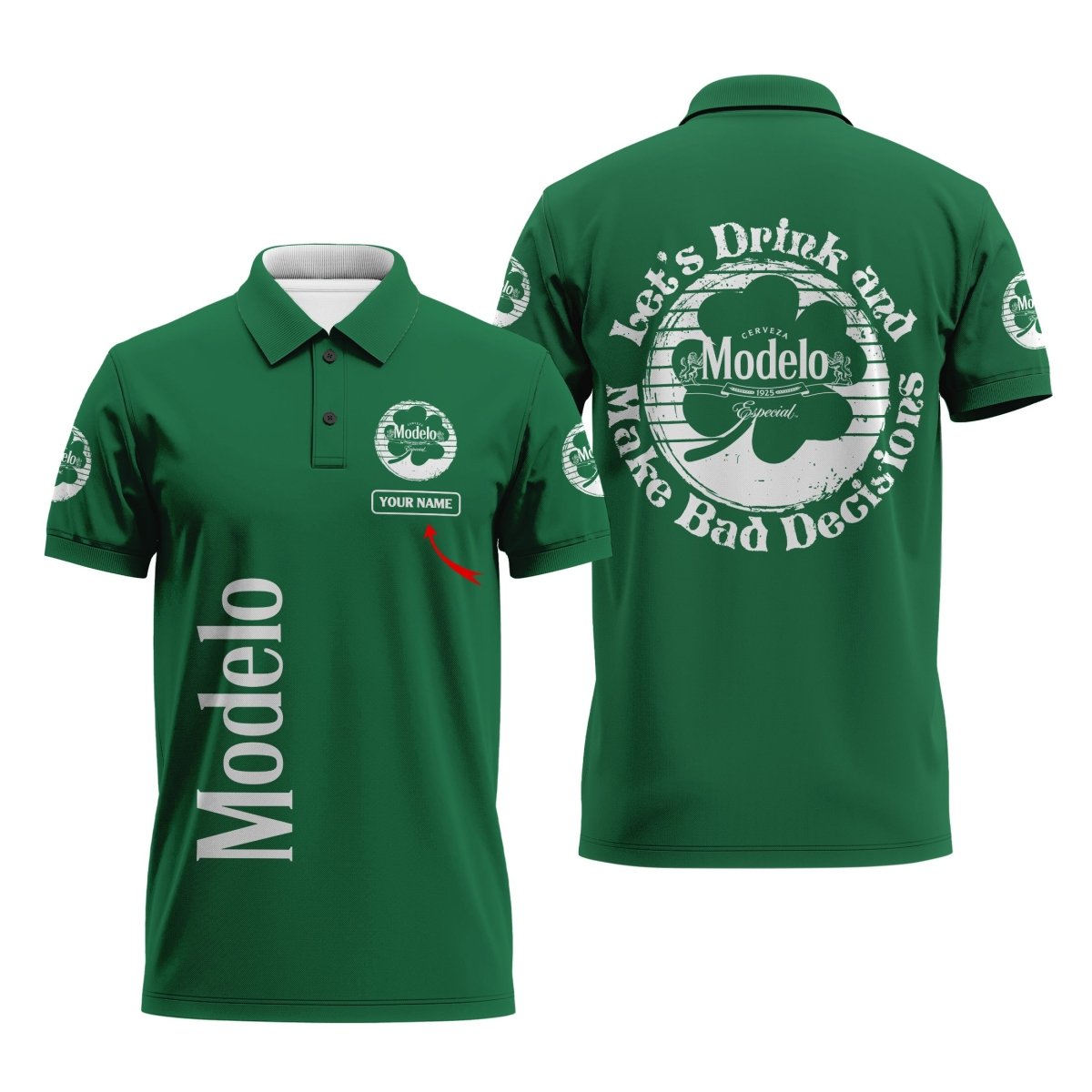 Personalized Modelo St Patrick's Day Polo Shirt - Flexiquor.com