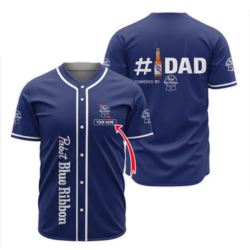 Personalized Pabst Blue Ribbon Happy Father's Day Baseball Jersey - Flexiquor.com