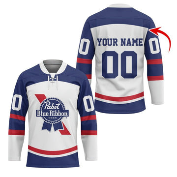 Personalized Pabst Blue Ribbon Hockey Jersey - Flexiquor.com