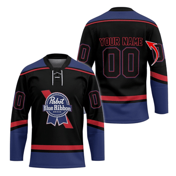 Personalized Pabst Blue Ribbon Hockey Jersey - Flexiquor.com