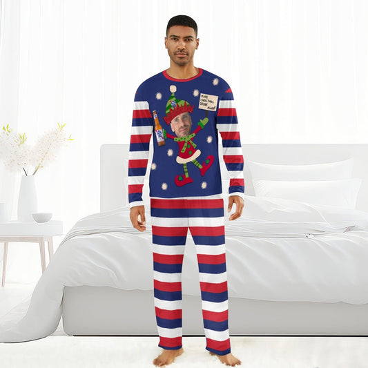 Personalized Face Pabst Blue Ribbon Make Christmas Drink Again Family Pajamas Set - Flexiquor.com