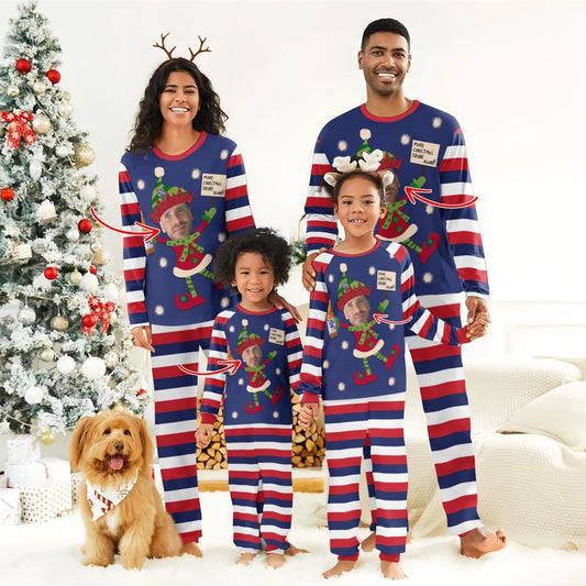 Personalized Face Pabst Blue Ribbon Make Christmas Drink Again Family Pajamas Set - Flexiquor.com