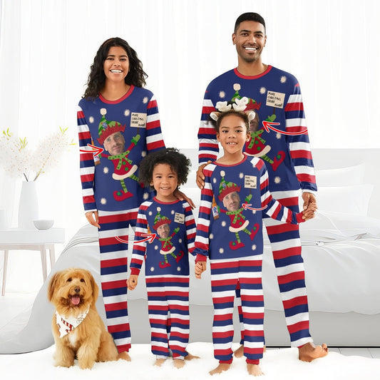 Personalized Face Pabst Blue Ribbon Make Christmas Drink Again Family Pajamas Set - Flexiquor.com