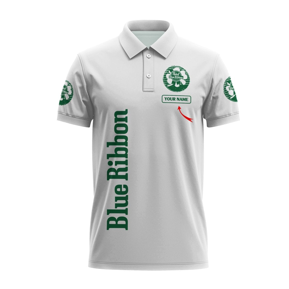 Personalized Pabst Blue Ribbon St Patrick's Day Polo Shirt - Flexiquor.com