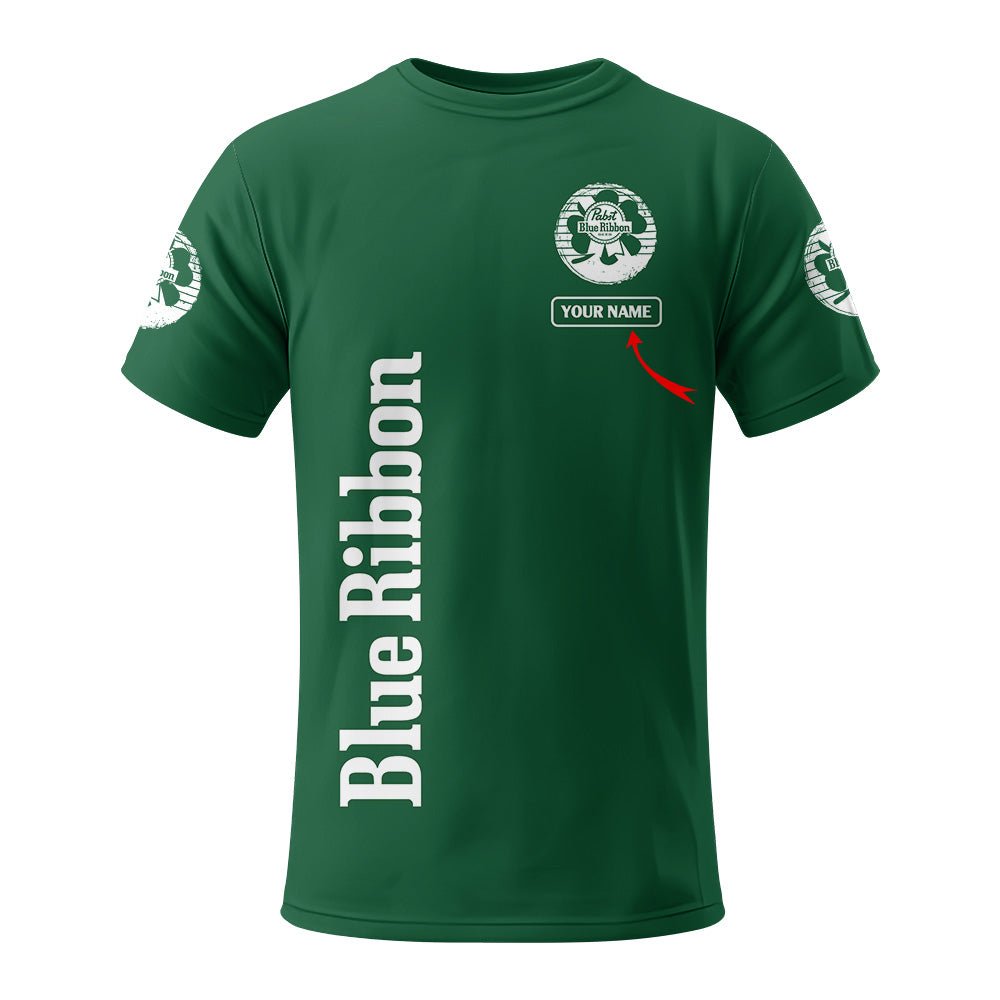 Personalized Pabst Blue Ribbon St Patrick's Day T-Shirt - Flexiquor.com