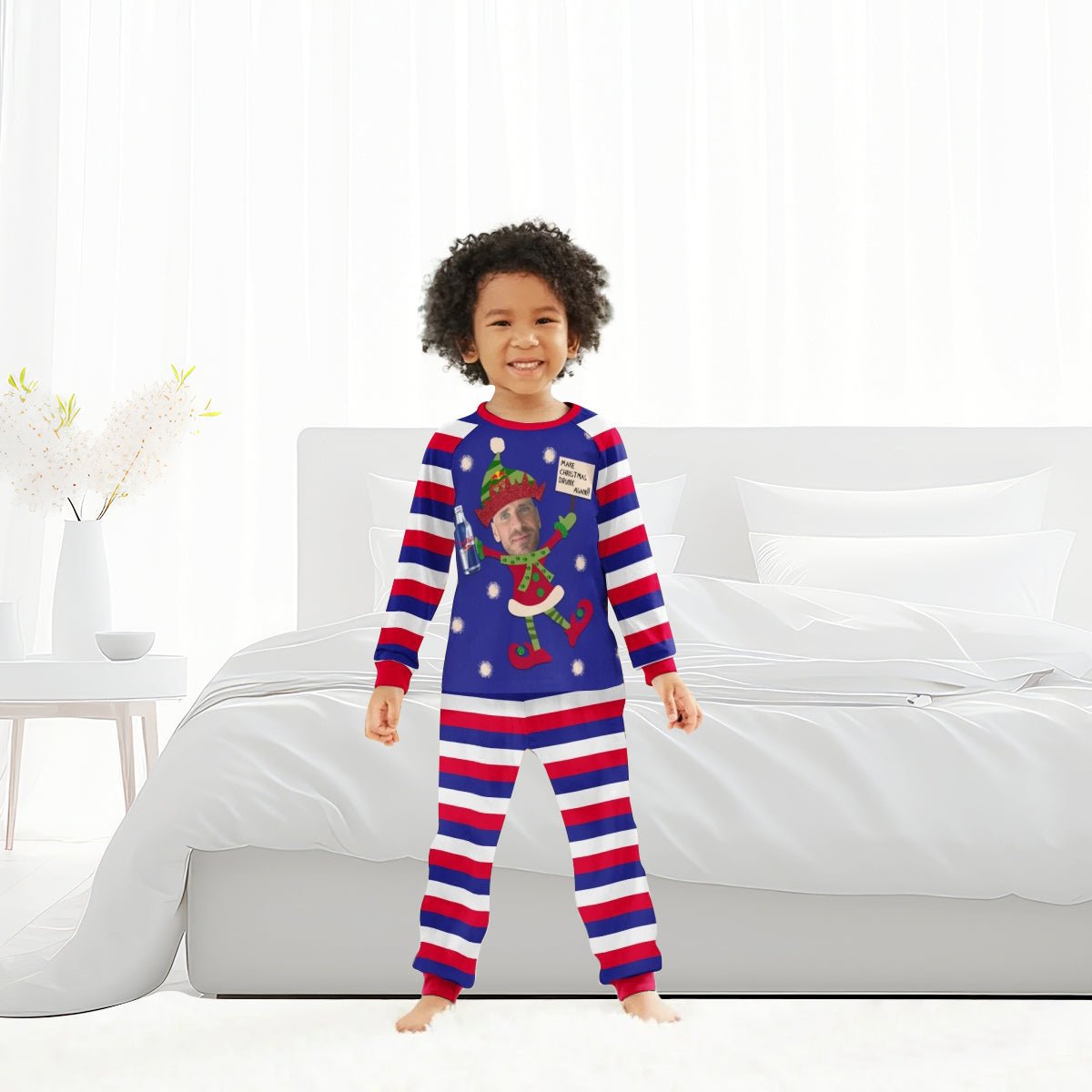 Personalized Face Red Bull Make Christmas Drink Again Family Pajamas Set - Flexiquor.com
