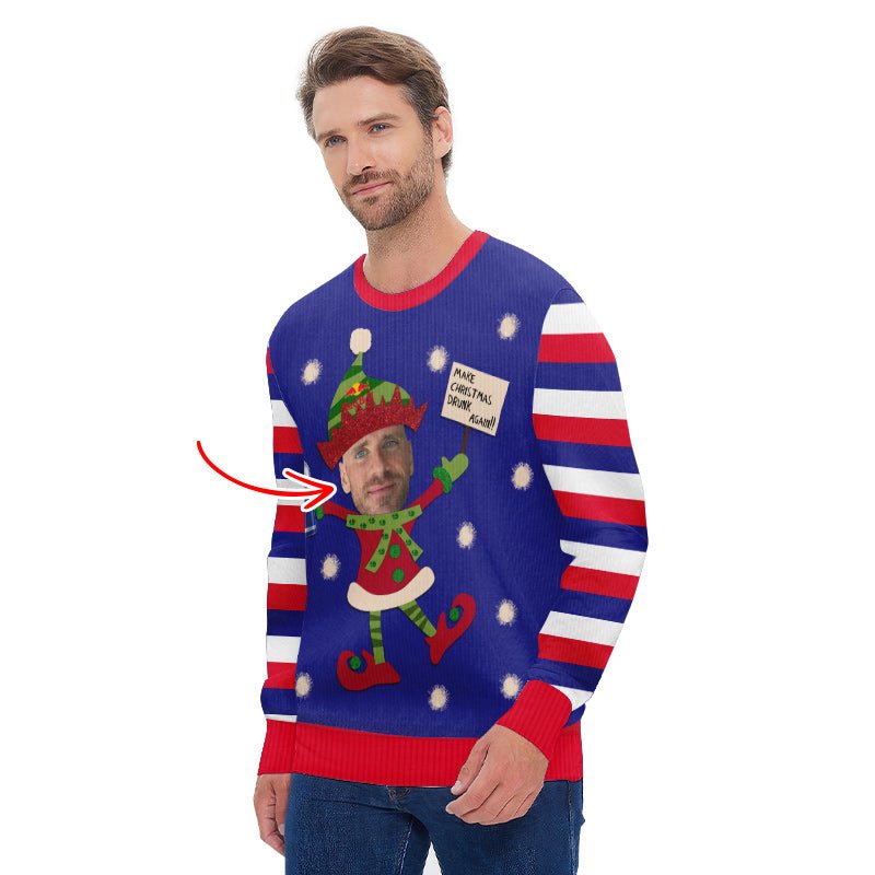 Personalized Red Bull Make Christmas Drunk Again Ugly Sweater - Flexiquor.com