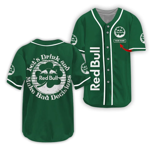 Personalized Red Bull St Patrick's Day Baseball Jersey - Flexiquor.com