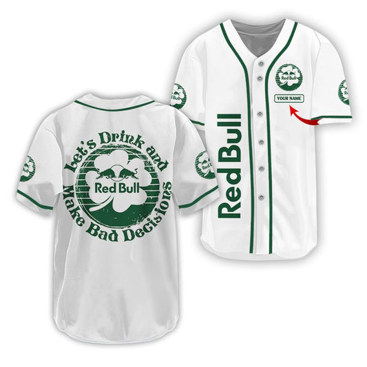 Personalized Red Bull St Patrick's Day Baseball Jersey - Flexiquor.com