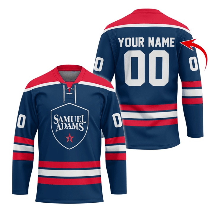 Personalized Samuel Adams Color Stripe Hockey Jersey - Flexiquor.com