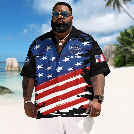 Personalized Samuel Adams Freedom Eagle Men's Plus Size Hawaiian Shirt - Flexiquor.com