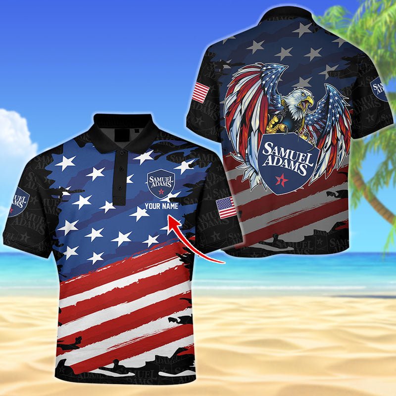 Personalized Samuel Adams Freedom Eagle Men's Plus Size Polo Shirt - Flexiquor.com