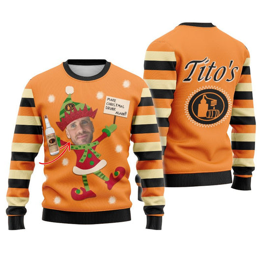 Personalized Tito's Make Christmas Drunk Again Ugly Sweater - Flexiquor.com