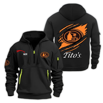 Personalized Tito's Monster Scratches Half Zip Hooded Sweatshirt - Flexiquor.com