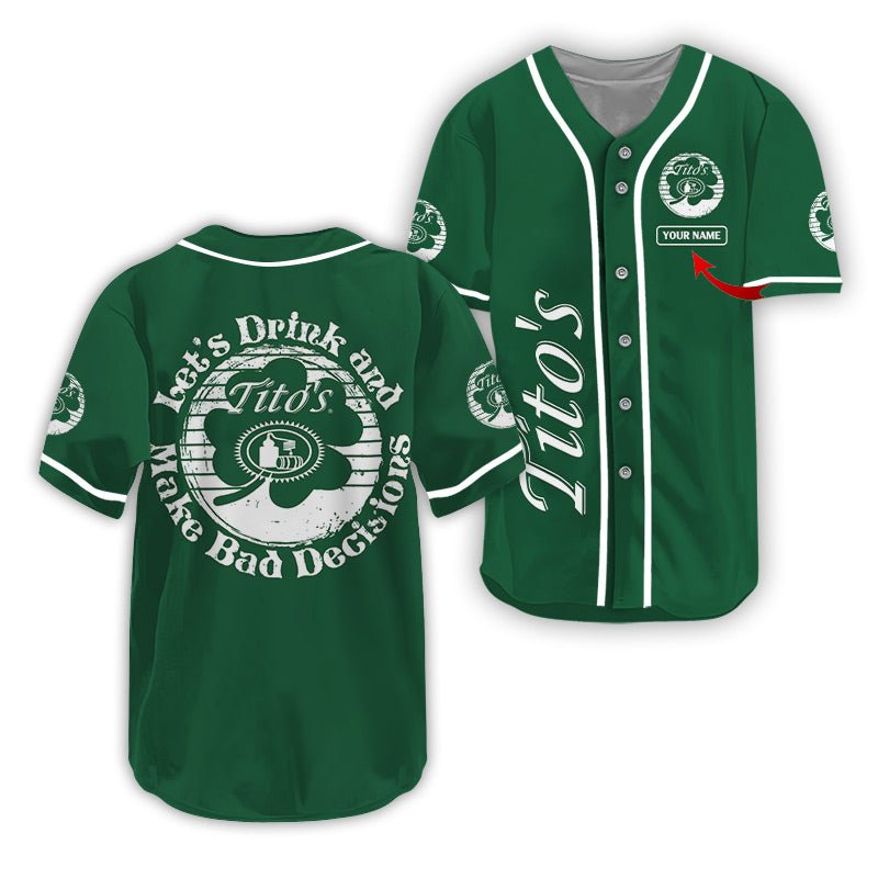 Personalized Tito's St Patrick's Day Baseball Jersey - Flexiquor.com