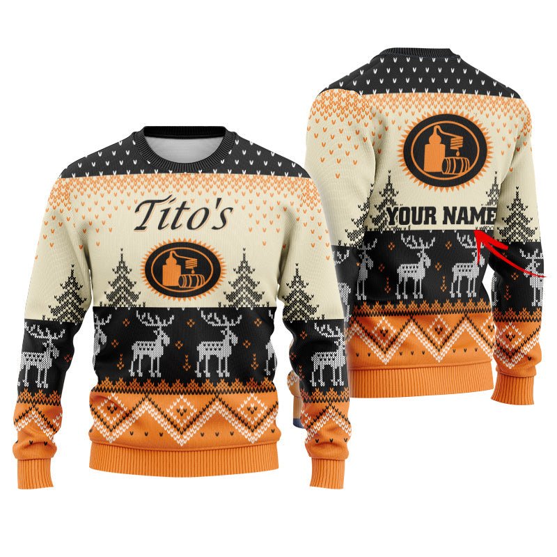 Personalized Tito's Winter Reindeer Ugly Sweater - Flexiquor.com