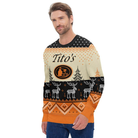 Personalized Tito's Winter Reindeer Ugly Sweater - Flexiquor.com