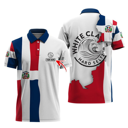 Personalized White Claw Dominican Colors Polo Shirt - Flexiquor.com