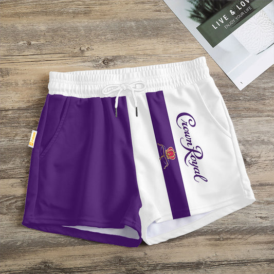 Purple White Crown Royal Women's Casual Shorts