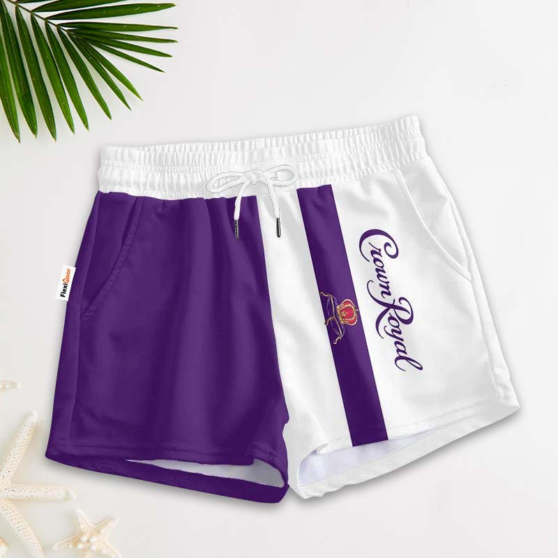 Purple White Crown Royal Women's Casual Shorts - Flexiquor.com