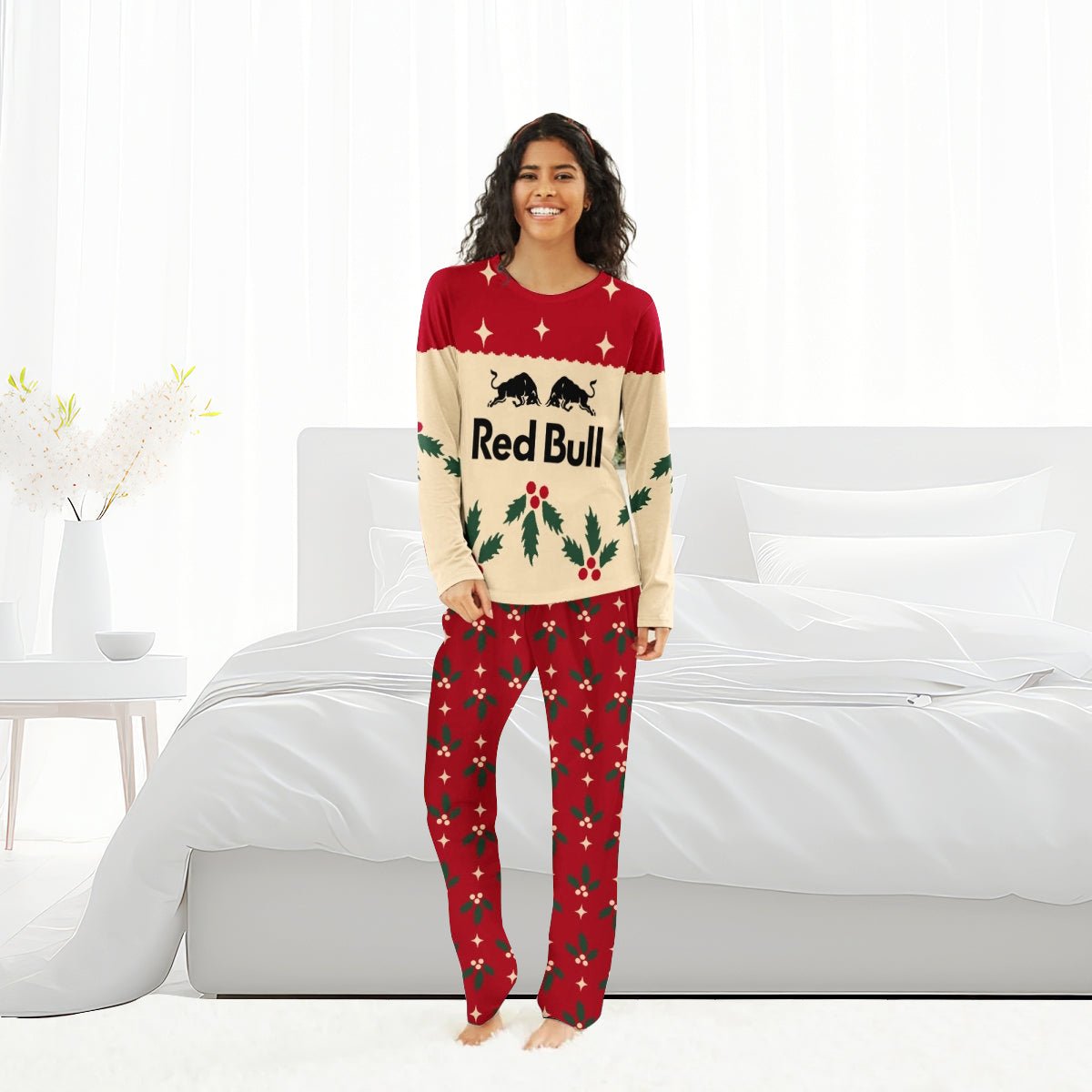 Red Bull Christmas Cherry Family Pajamas Set - Flexiquor.com