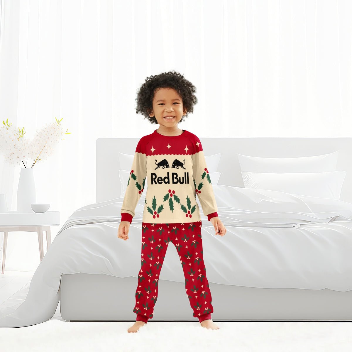 Red Bull Christmas Cherry Family Pajamas Set - Flexiquor.com