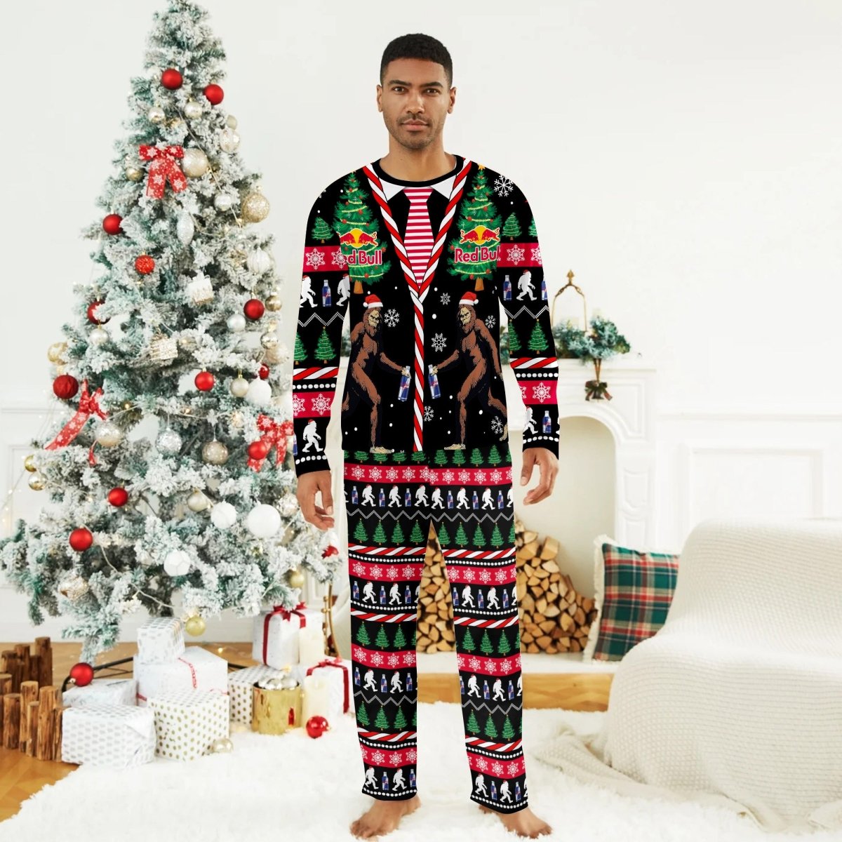 Red Bull Christmas Bigfoot Family Pajamas Set - Flexiquor.com