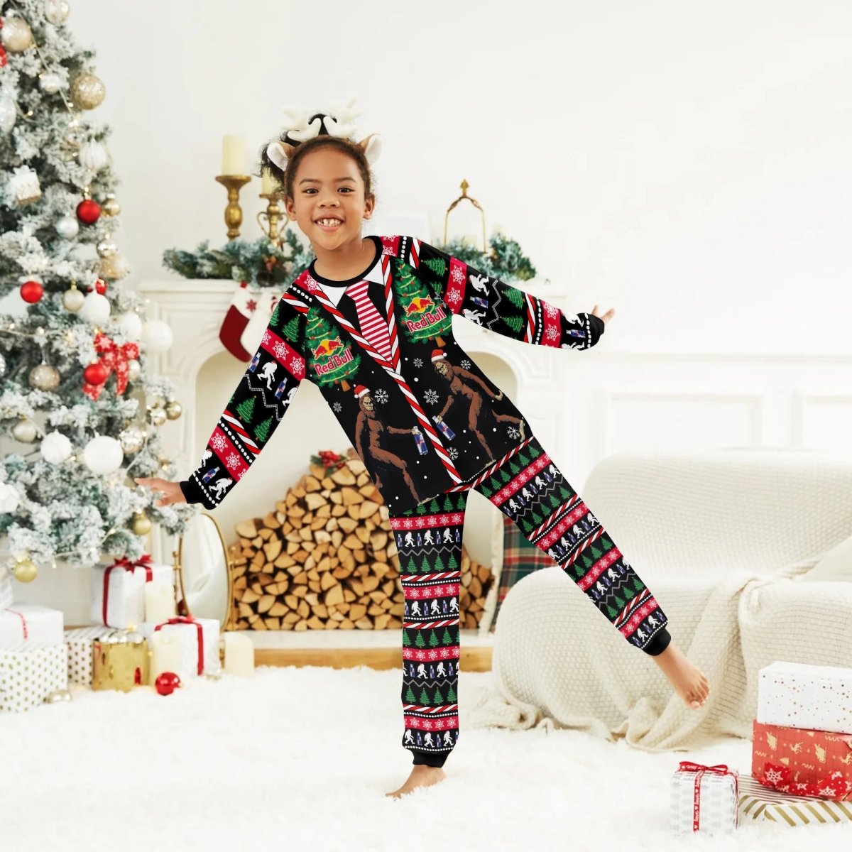 Red Bull Christmas Bigfoot Family Pajamas Set - Flexiquor.com