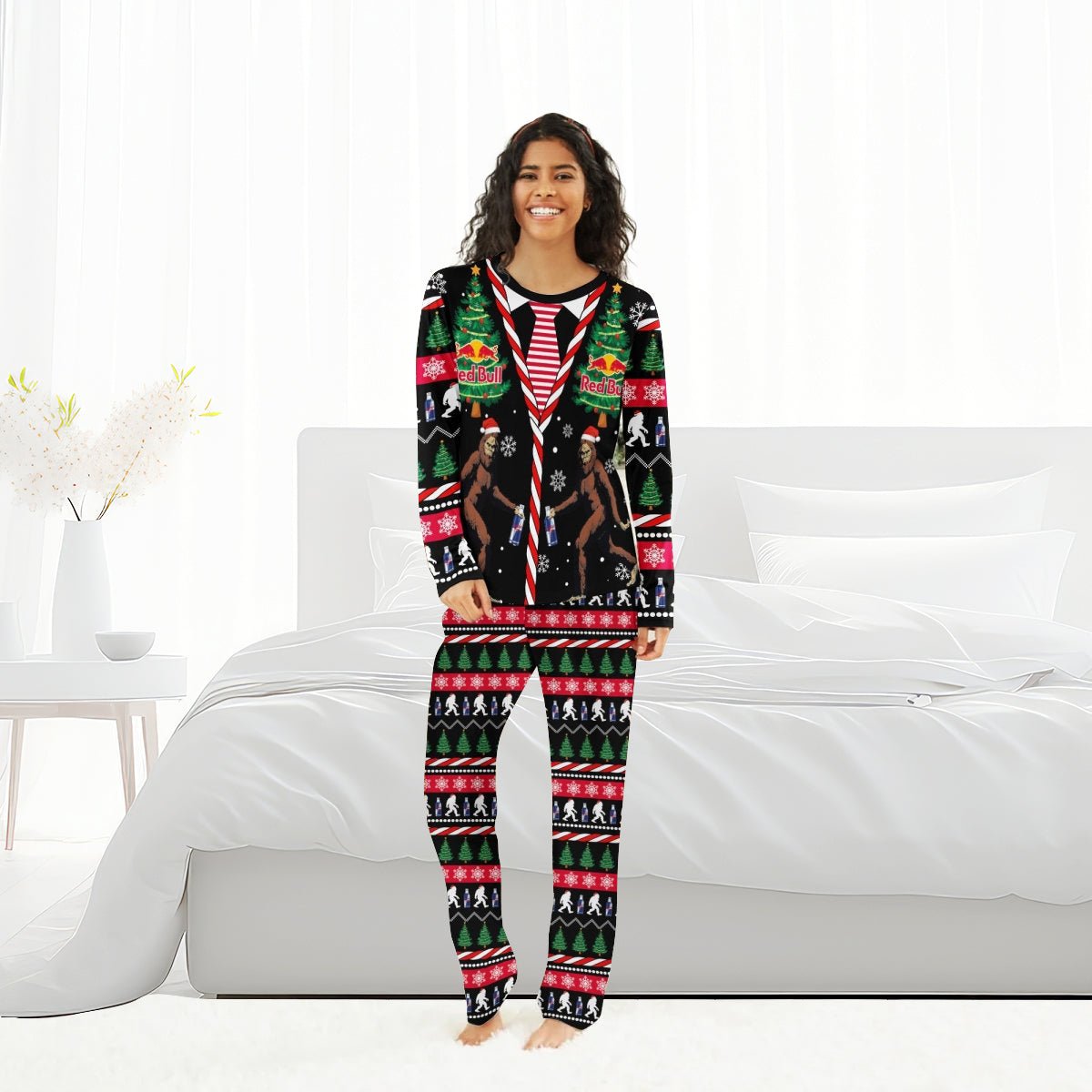 Red Bull Christmas Bigfoot Family Pajamas Set - Flexiquor.com