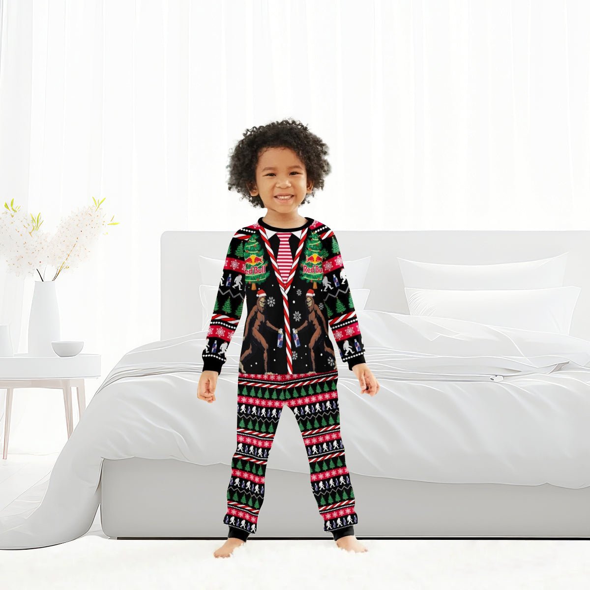 Red Bull Christmas Bigfoot Family Pajamas Set - Flexiquor.com