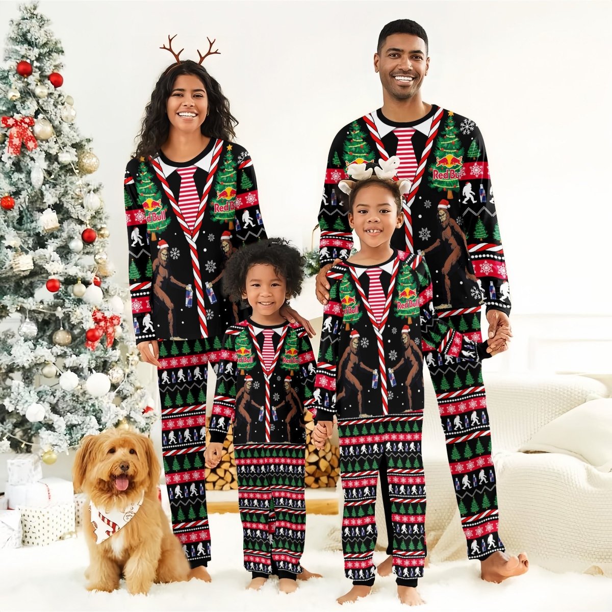 Red Bull Christmas Bigfoot Family Pajamas Set - Flexiquor.com