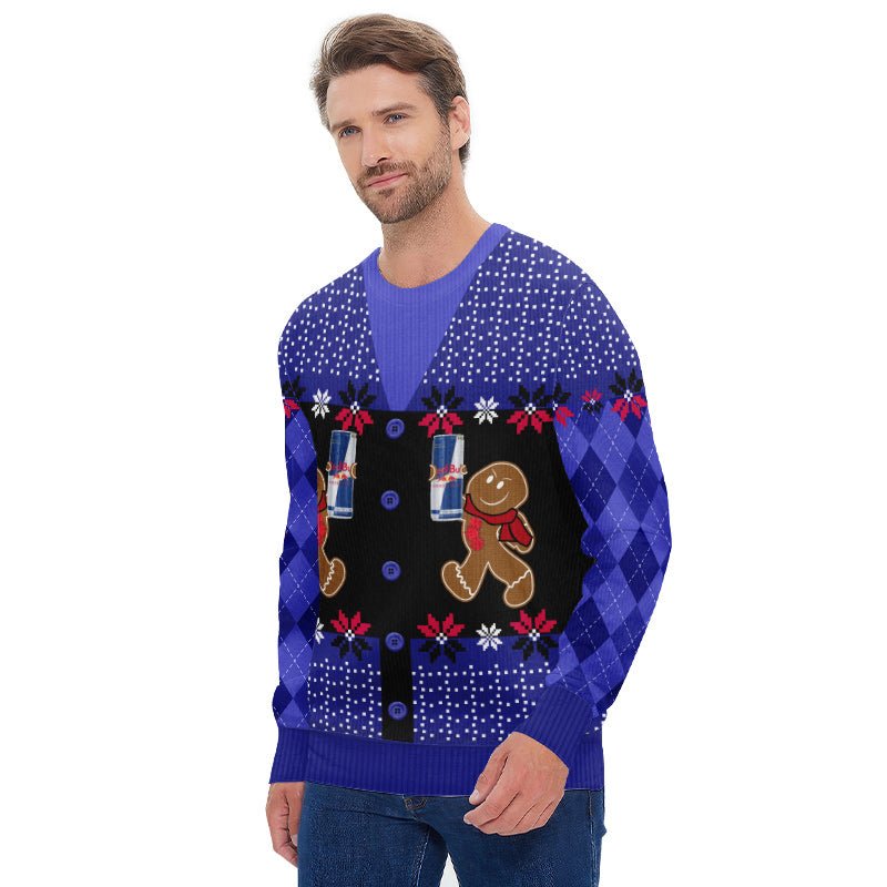 Red Bull Christmas Gingerbread Ugly Sweater - Flexiquor.com